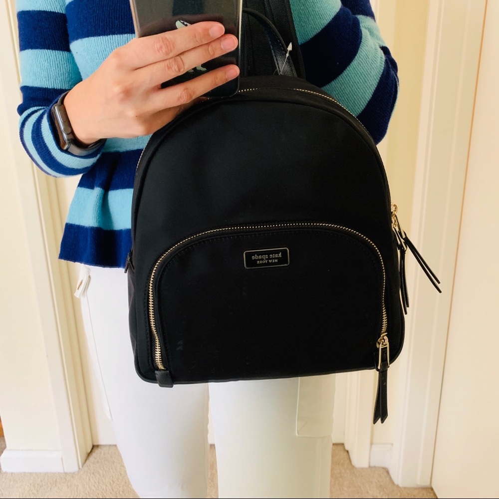 KATE SPADE YORK MEDIUM BACKPACK DAWN BLACK NYLON - Picture 2 of 8